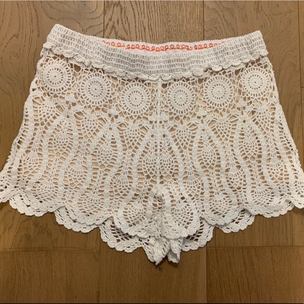 Franchescas- White and Cream Crochet Shorts